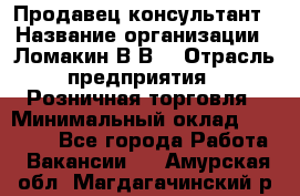 Продавец-консультант › Название организации ­ Ломакин В.В. › Отрасль предприятия ­ Розничная торговля › Минимальный оклад ­ 35 000 - Все города Работа » Вакансии   . Амурская обл.,Магдагачинский р-н